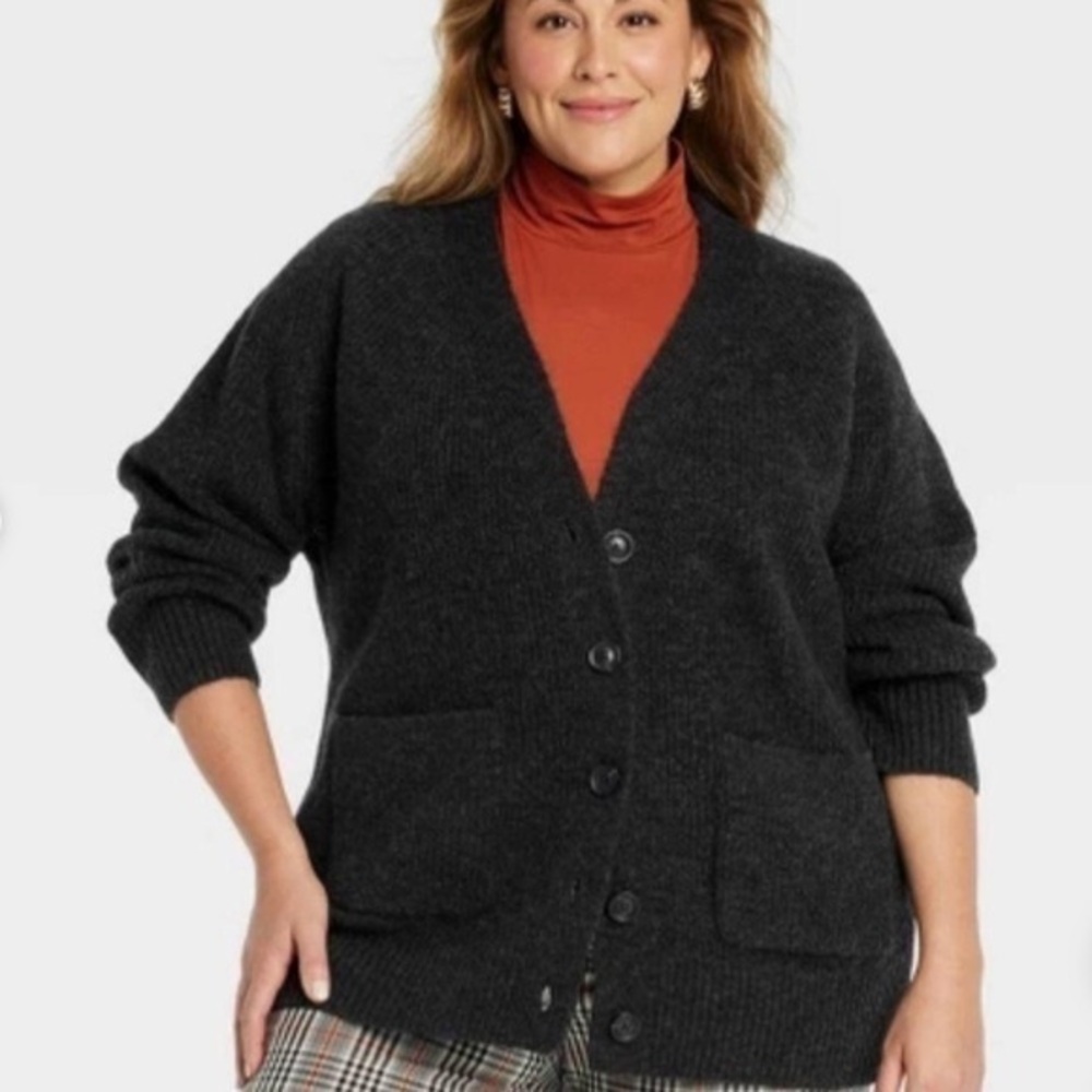 NWT Ava&Viv Charcoal Cardigan Sweater
